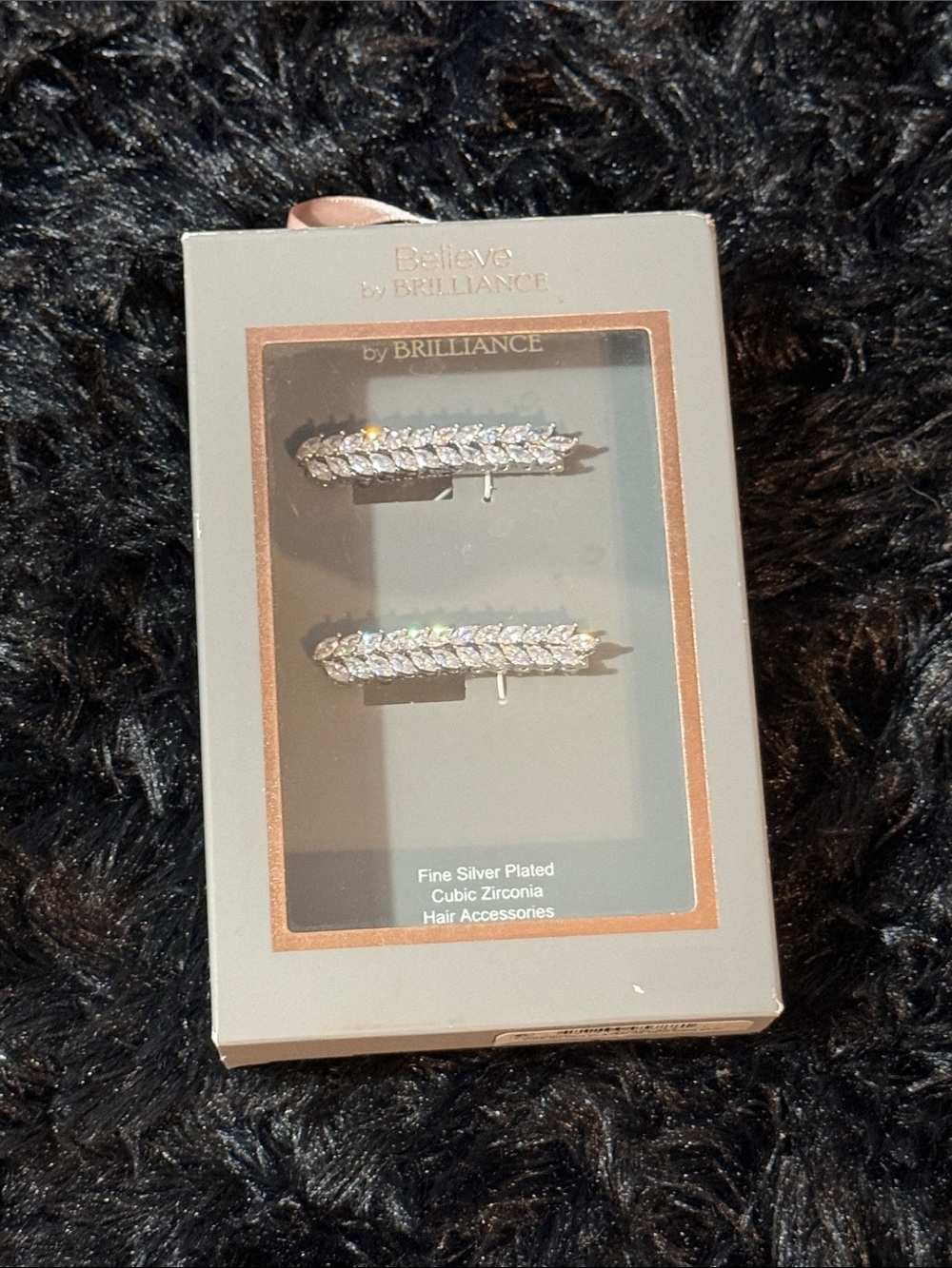 Believe by BRILLIANCE Silver Crystal Hair Clips  - Set of 2